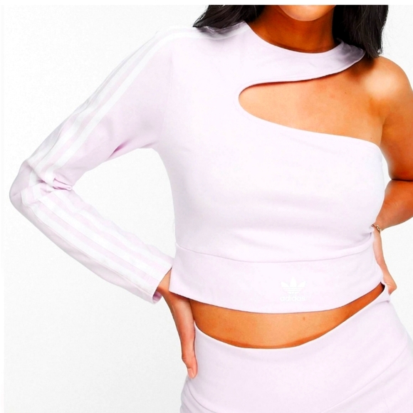 NWT Adidas One Shoulder Crop top in almost Pink Size Medium - Picture 2 of 7